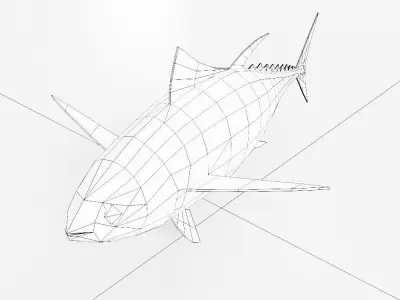 Tuna fish low poly 3d model  Low-poly 3D model