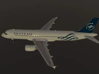 Skyteam Airbus a320-214 low poly 3D Model  Low-poly 3D model