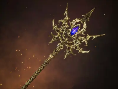 Blood Crystal Staff - Game ready 3D model Low-poly 3D model