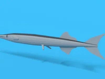 Low Poly Cartoon Garfish Low-poly 3D model