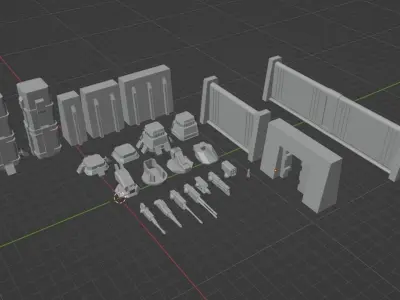 Modular defensive base 3D model