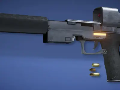 Futuristic Handgun Low-poly 3D model