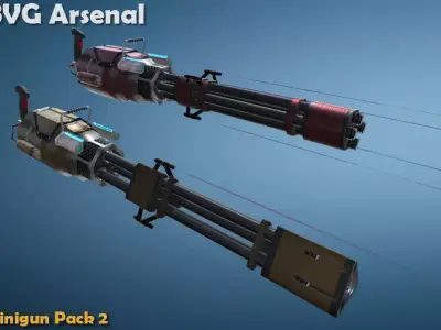 Minigun pack 2 Low-poly 3D model