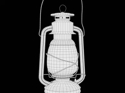 Vintage Kerosene Lamp Low-poly 3D model