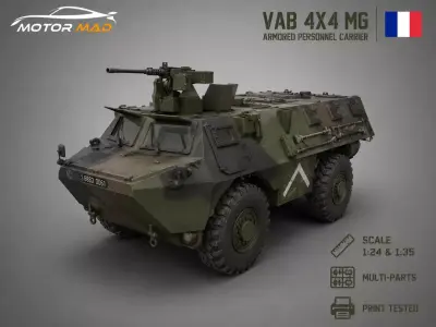 VAB 4x4 MG - French Armored Personnel Carrier 3D print model