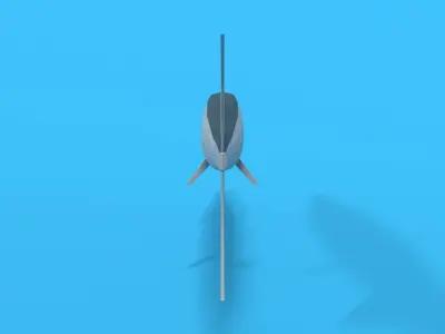 Low Poly Cartoon Garfish Low-poly 3D model