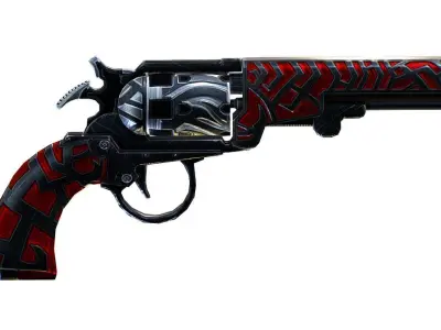 Multibarrel Short Barrel Revolver 03 Low-poly 3D model