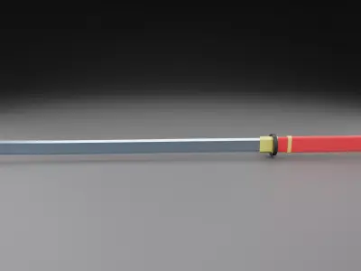 Katana 3D model Low-poly game-ready samurai sword Free low-poly 3D model