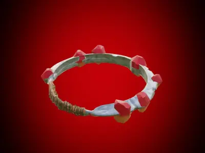 Stylized throwing disc with fire crystals PBR low-poly Low-poly 3D model