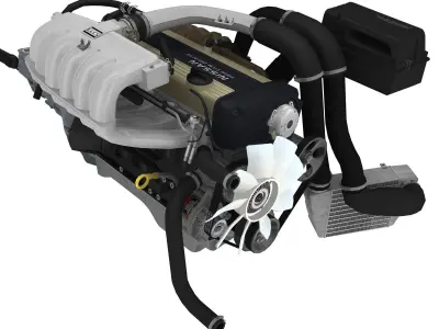 Nissan RB20DET engine Low-poly 3D model