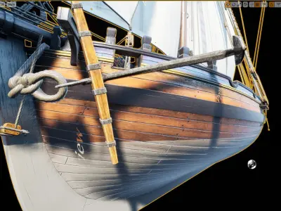 Cutter HMS Alert 1777 Low-poly 3D model