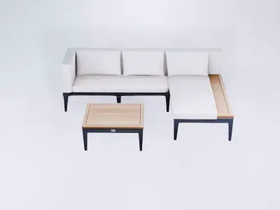 Low Poly Garden Lounge Set - Modular Outdoor 3D model