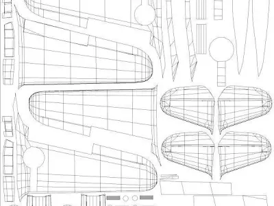  Curtiss P40-E Aircraft WWII Low-poly 3D model