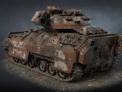 M2 Bradley Destroyed Low-poly 3D model