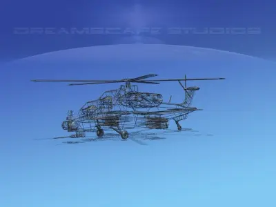 WZ-10 Attack Helicopter V05 Low-poly 3D model