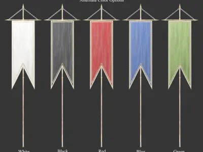 Medieval Noble Decoration Flags and Banners Low-poly 3D model