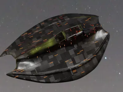 Aircraft Commercial Spaceship Cockpit Game ready Low-poly 3D model