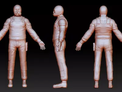 Soldier in gasmask 3D model