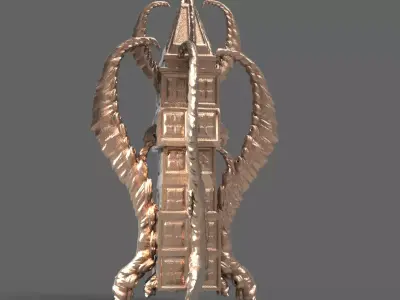 Eldritch Spine Tower Obelisk  Low-poly 3D model
