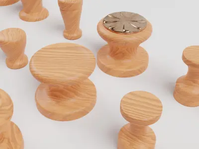 50 Wooden Furniture Handles 3D model