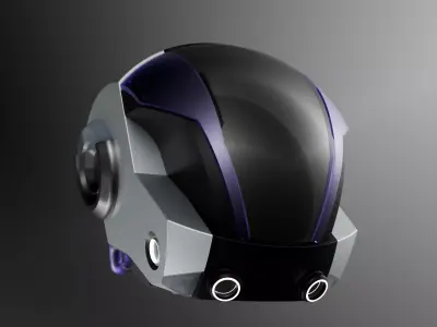 SCIFI Futuristic 3D Helmet Model Blender Low-poly 3D model