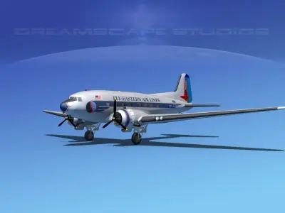 Douglas DC-3 Eastern Airlines 2 3D model