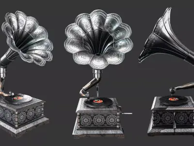 gramophone Low-poly 3D model