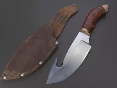 Survival Hunting Knife with Sheath Low-poly 3D model