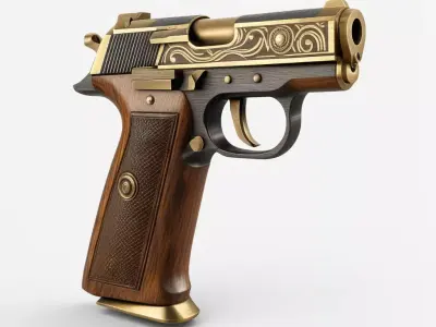 Worn Wooden Pistol Grip 3D model