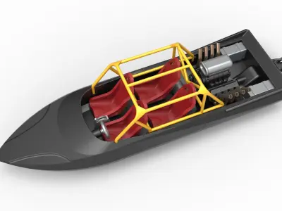Quad Jet sprint boat Scale 1 to 25 3D print model