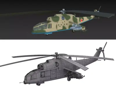 Russian military helicopter 3D model