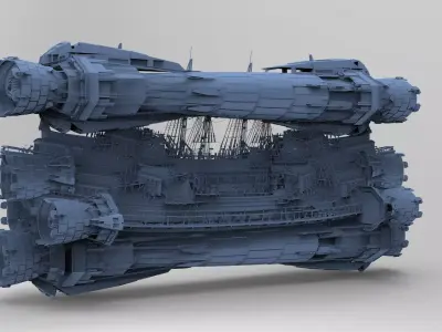 Sci fi Airship Space design City 2  3D model