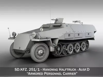 SDKFZ 251 - Ausf D - Hanomag Half-Truck 3D model
