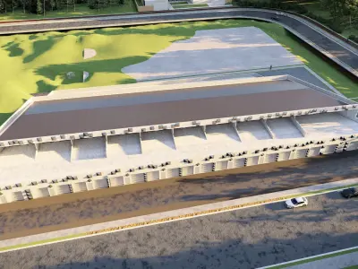 Modern Commercial Complex 3D Model with Geometric Facade Design 3D model