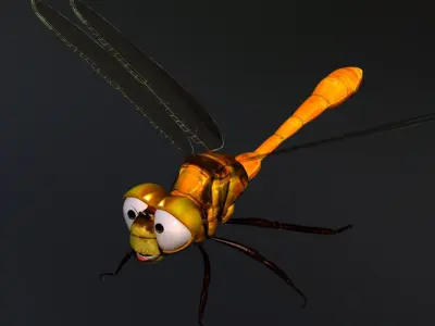 dragonfly cartoon rigged character  3D model