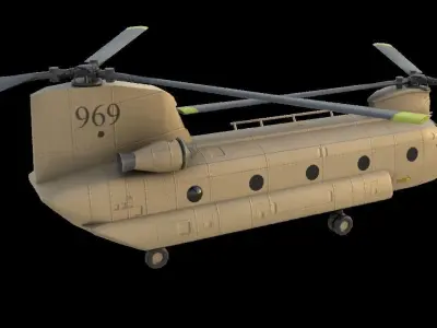 CH-47 chinhook  military transport helicopter 3D model