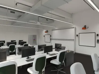 Computer Laboratory Classroom Interior Scene 3D model
