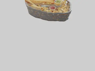 Fish and chips basket model Low-poly 3D model