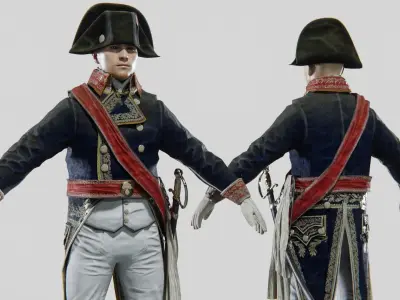 Soldier Napoleon General Rigged Low-poly 3D model