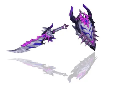 Corrupted Holy Sword and Shield Low-poly 3D model
