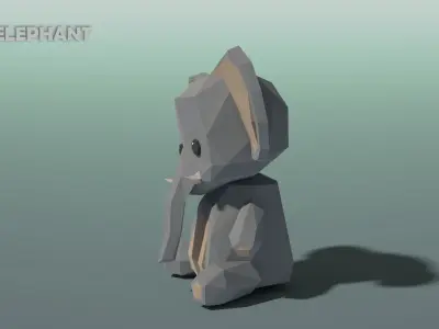Toy Elephant Low-poly 3D model