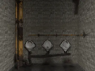 Older Toilet Game Ready Setup Low-poly 3D model