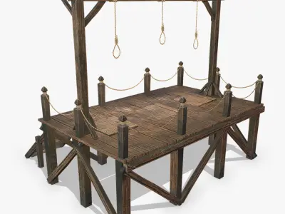  Medieval Gallows Low-poly 3D model