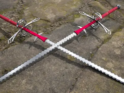 Austrian Flamberge Zweihander dated 1595 Game Ready 3D Model Low-poly 3D model