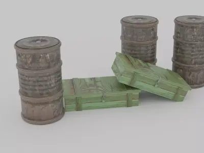 barrels and boxes  3D model