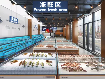 Seafood market Low-poly 3D model