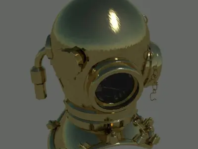 Low Poly Vintage Diving Helmet 3D model