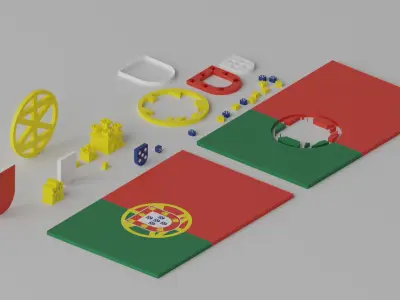 Cartoon Portugal Flag 3D model