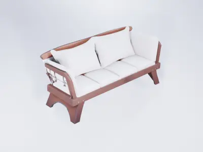 Low Poly Outdoor Bench - Classic Wooden Garden Seat 3D model