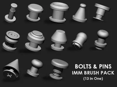 Bolts and Pins IMM Brush Pack 13 in One 3D model
